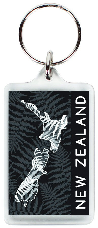 Key Ring Map Black White Rectangle