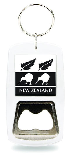 Bottle Opener Acrylic Kiwi Ferns B&W