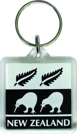 Key Ring Kiwi Ferns B&W