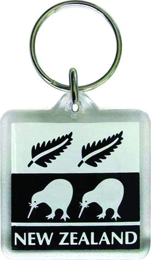 Key Ring Kiwi Ferns B&W