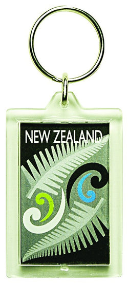 Key Ring Acrylic Silver Fern