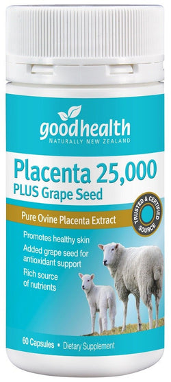 Good Health Placenta 25,000 Plus Grape Seed 60 capsules