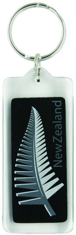 Key Ring Acrylic Silver Fern Black
