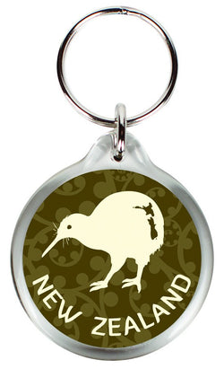 Key Ring Kiwi Map Brown