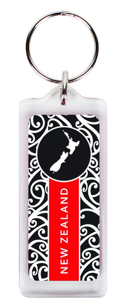 Key Ring Maori Kiwi Map Rectangle