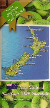 Kiwifruit Chocolate NZ Map Postcard 