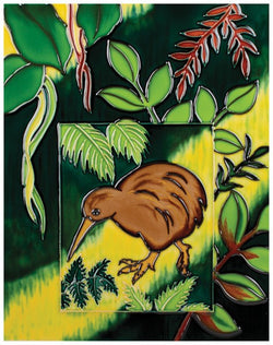 Ceramic Plaque Kiwi Leaves