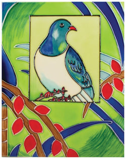 Ceramic Tile Wood Pigeon Plaque