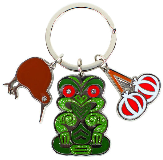 Key Ring Nickel Tiki & Kiw i& Poi