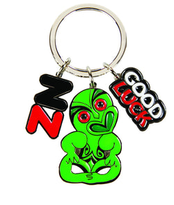 Key Ring Nickel Tiki & Good Luck