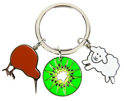 Key Ring Nickel Kiwi & Sheep & Kiwifruit
