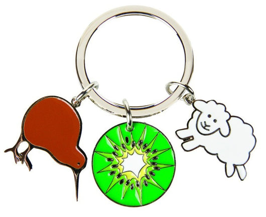 Key Ring Nickel Kiwi & Sheep & Kiwifruit