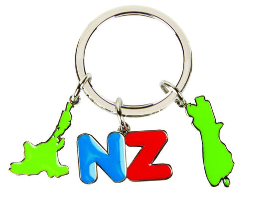 Key Ring Nickel Map of NZ & NZ