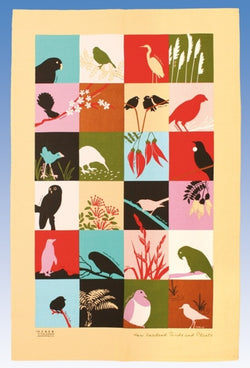 NZ Birds & Plants Tea Towel