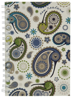 Notebook - Spiral Paisley Kiwi
